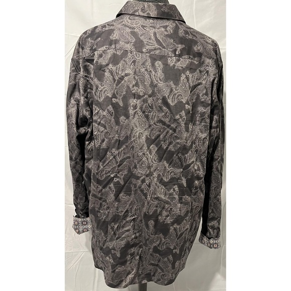Robert Graham Shirt Mens 1XLT Black Gray Paisley Casual Long Sleeve Button Cuffs - Picture 10 of 16
